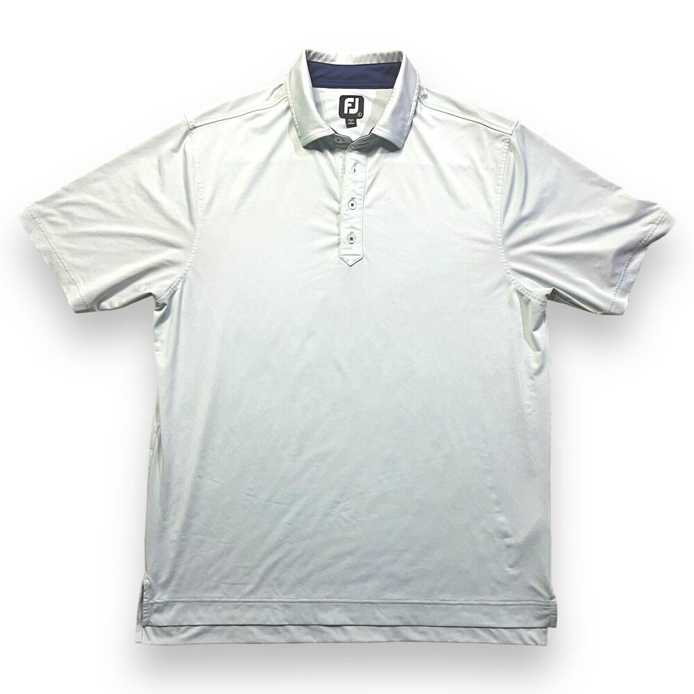 FootJoy Fj Golf Polo Shirt Short Sleeve Mens Sz L solid light blue 4‎ button up
